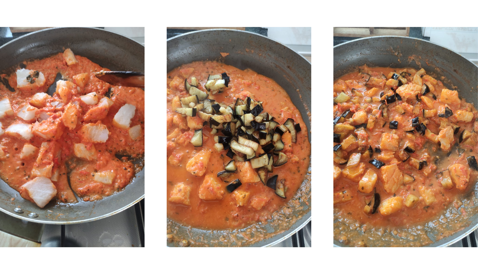 Spaghetti con baccalà e melanzane